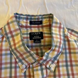 J. Crew Flex-Washed Plaid Button-Down Shirt in Yellow, Green & Rust